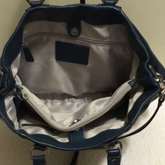 Coach Top Handle Shoulder Bag in Dark Teal Leather (16" x 10.25") - Picture 6 of 10